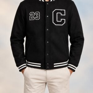 Cotton Fleece varsity jacket with embroidery on front and back