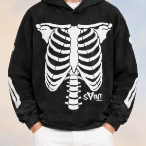 Black acid wash hoodie with New York embroidery on front