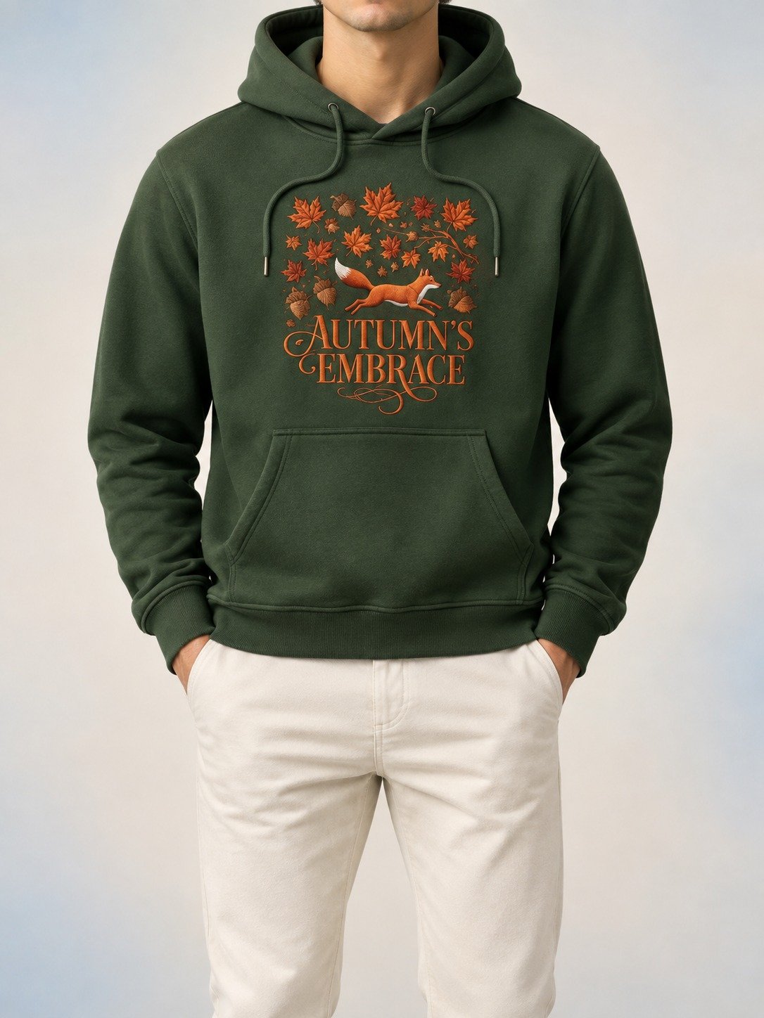 Fleece hoodie with embroidery